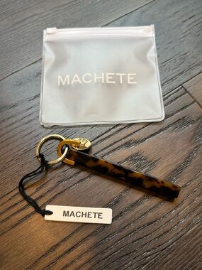 Machete Tortoiseshell Bar Keychain with Gold Hardware